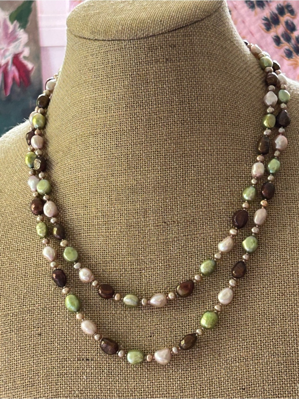 Fabulous single strand harvest palette freshwater pearls with sterling clasp